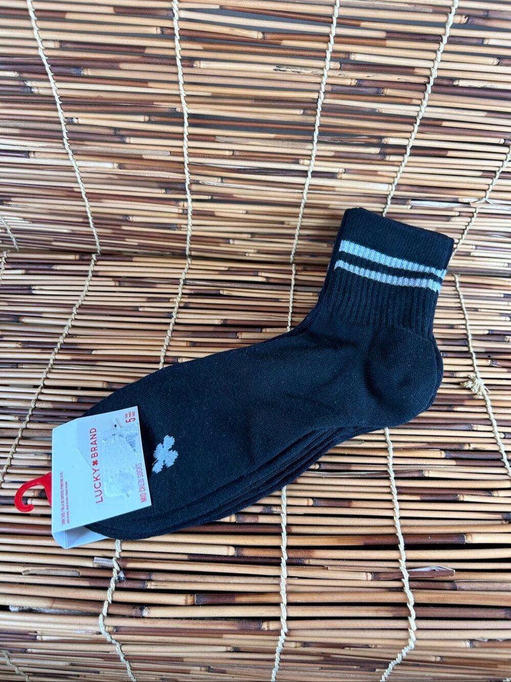 Lucky Brand Socks 5 Pairs of Crew Socks Black NWT